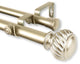 Cruller 1" Double Curtain Rod, Black, Light Gold, 66"-120"