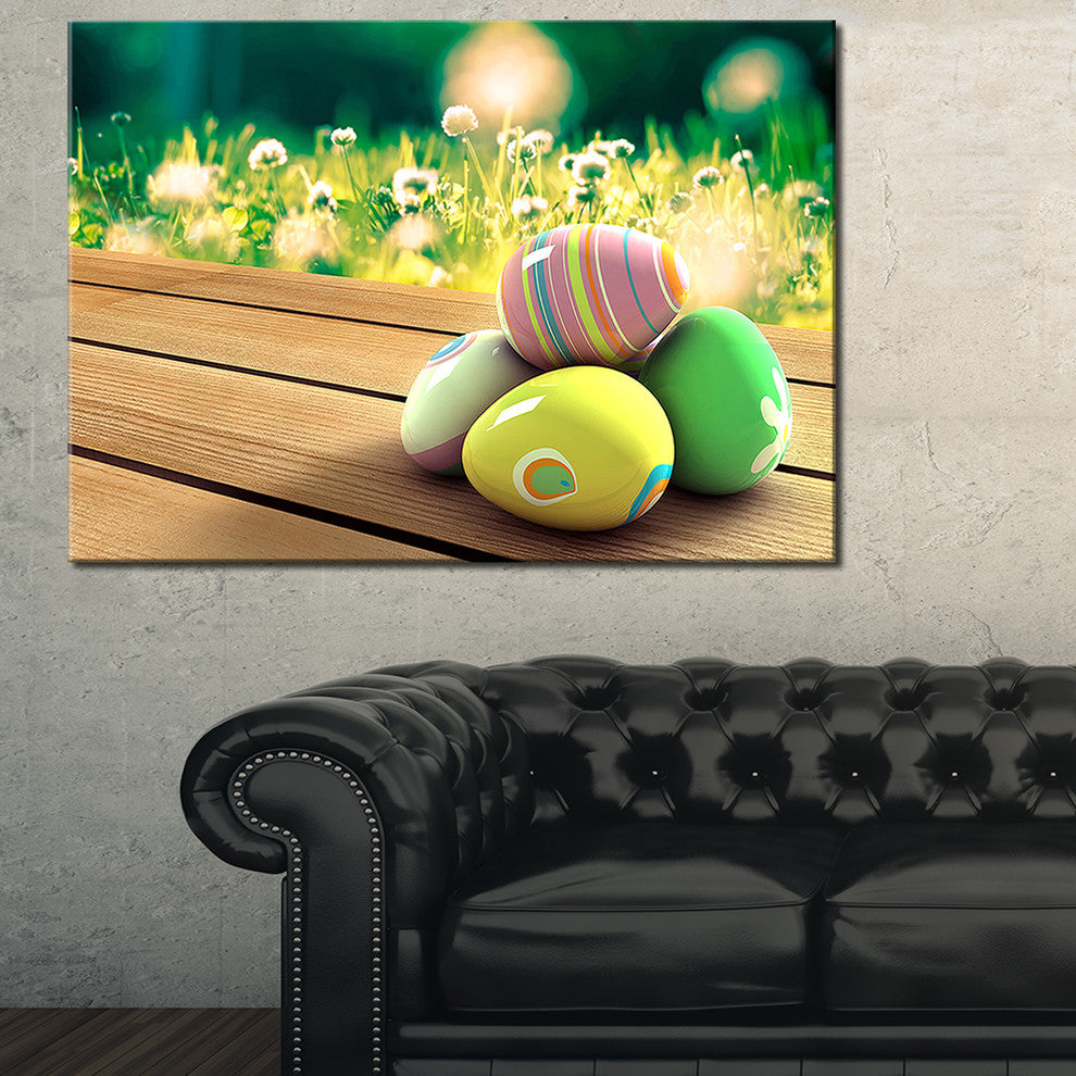 "Yellow Green Easter Eggs" Landscape Canvas Photo Print, 40"x30"