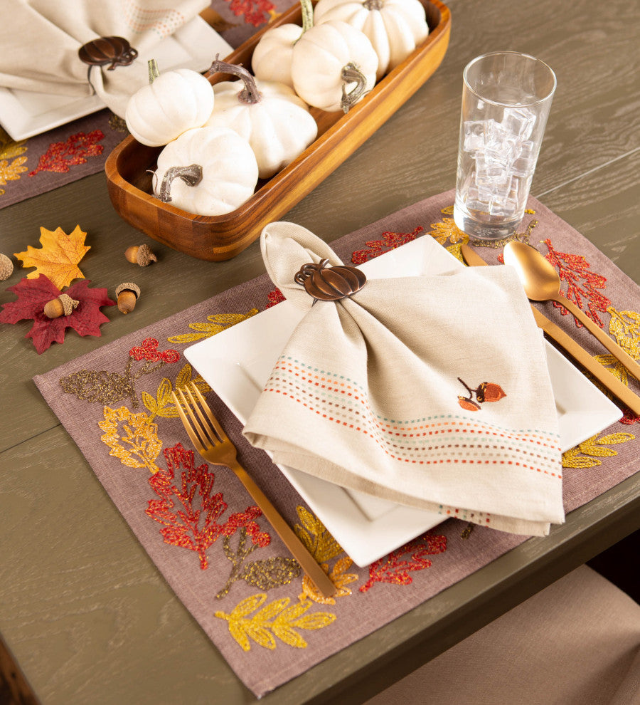 Shimmering Leaves Embroidered Placemat, Set Of  4