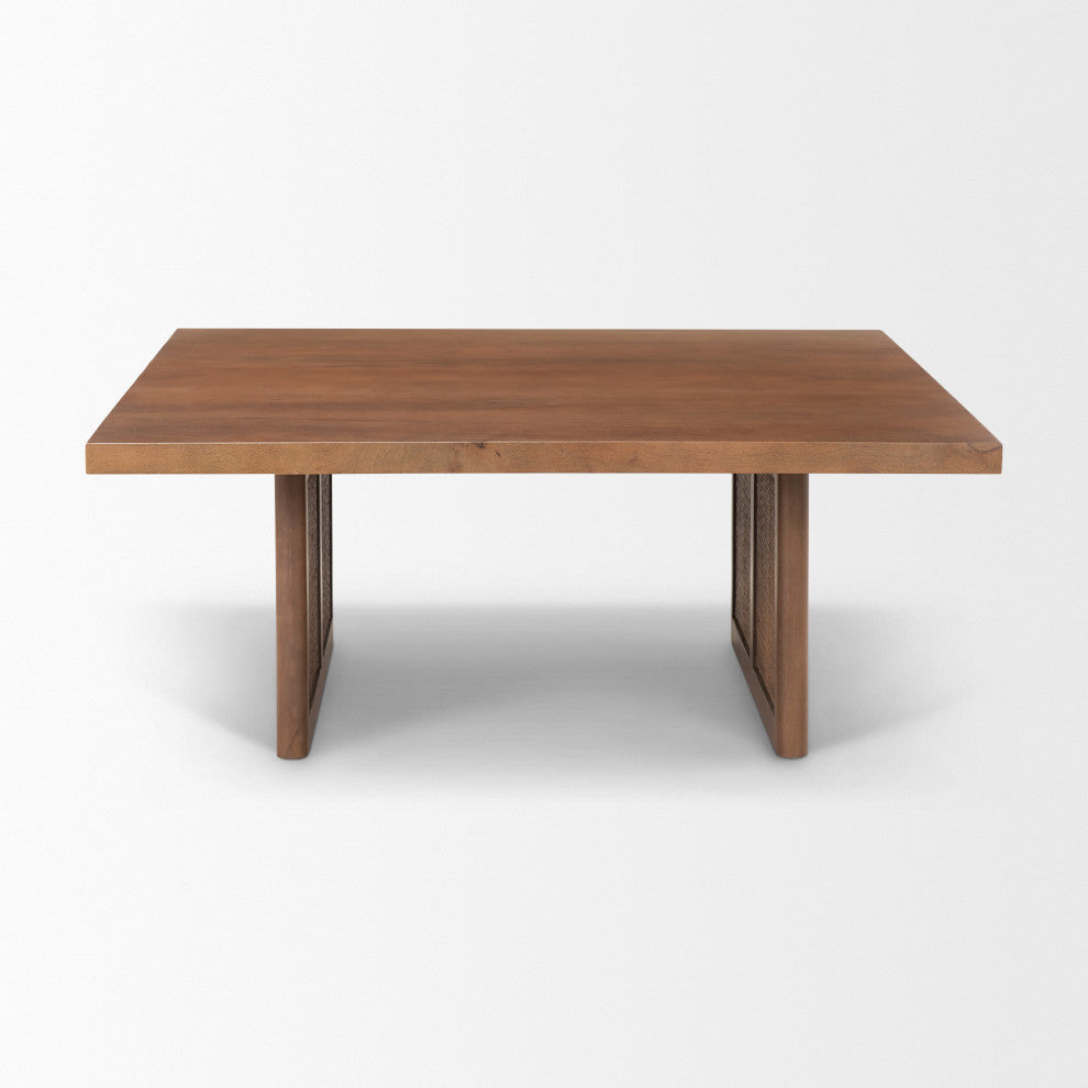 Grier Medium Brown Solid Wood & Cane Coffee Table