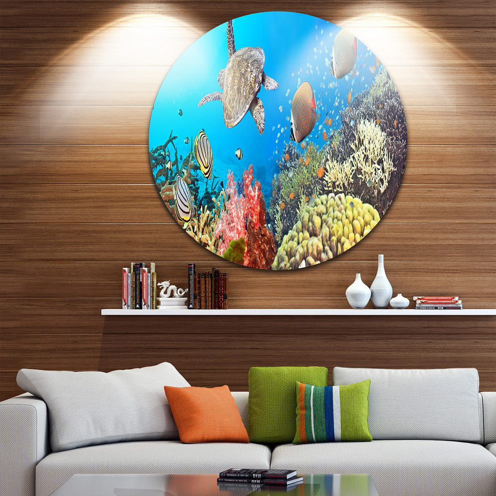 Undersea Panorama, Photography Round Wall Art, 38"