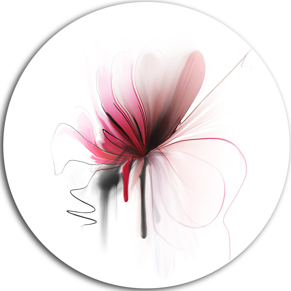 Abstract Flower, Floral Digital Round Metal Wall Art, 11"