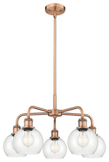 Athens 5-Light 24" Stem Chandelier, Antique Copper, Clear