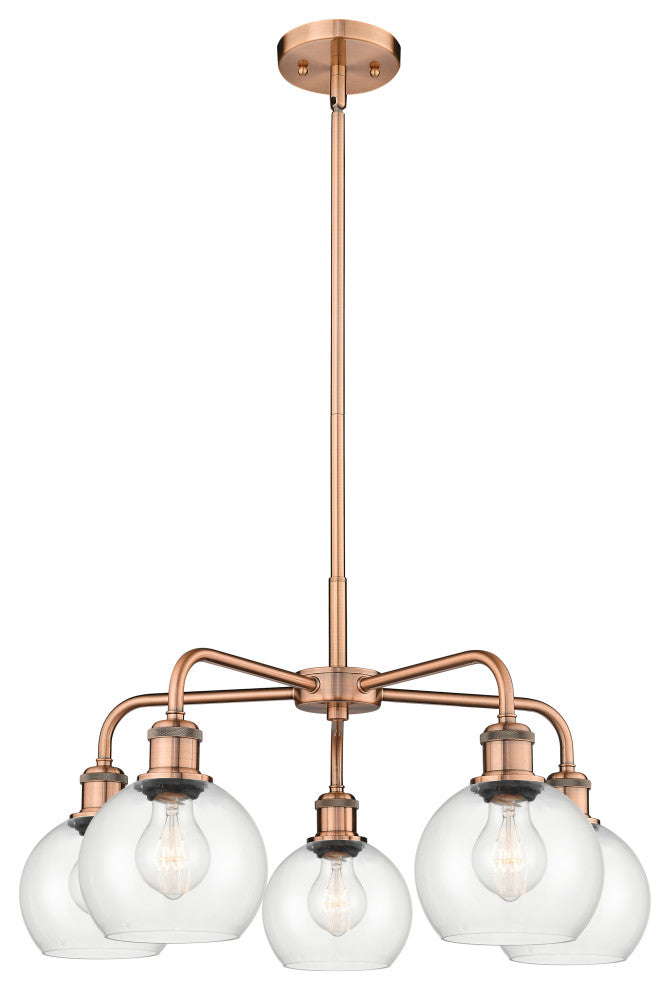 Athens 5-Light 24" Stem Chandelier, Antique Copper, Clear