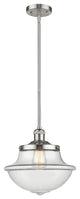 Large Oxford 1-Light Mini Pendant, Brushed Satin Nickel, Clear