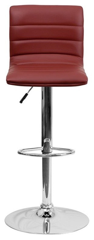 Estella "Lois" Mid-Back Burgundy Vinyl Swivel Adjustable Bar/Counter Stool
