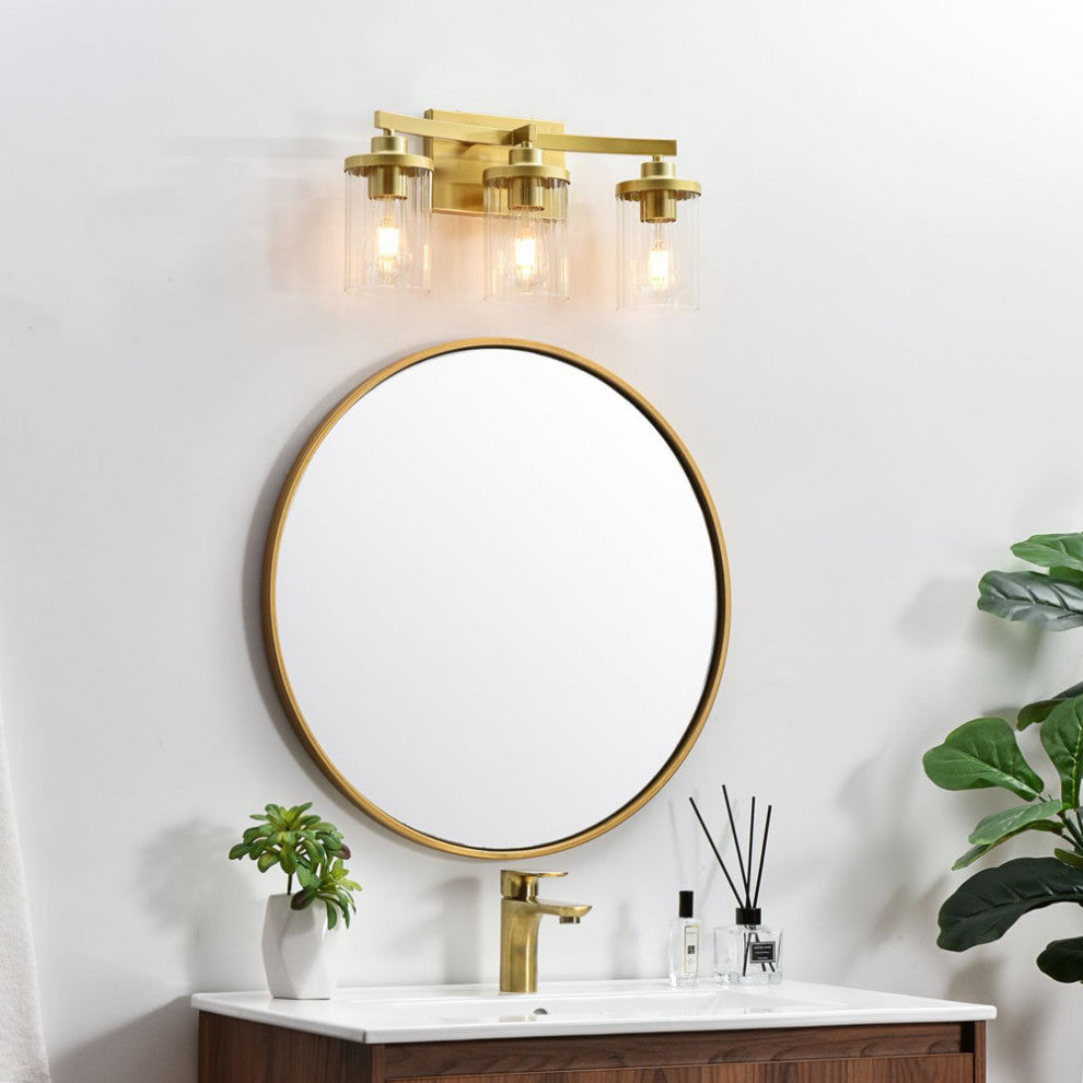 Elegant Lighting LD7316W18 Thane 3 Light 18"W Vanity Light - Black / Clear