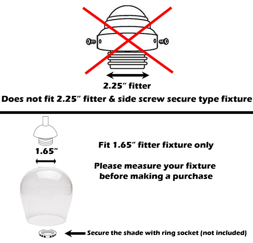 Crackle Glass Shade, Set of 3, Mini Globe Shape for Light Fixture Replacement
