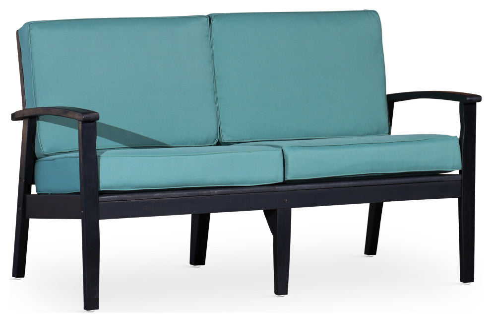 DTY Outdoor Living Longs Peak Eucalyptus Loveseat w/ Cushion, Espresso, Sage