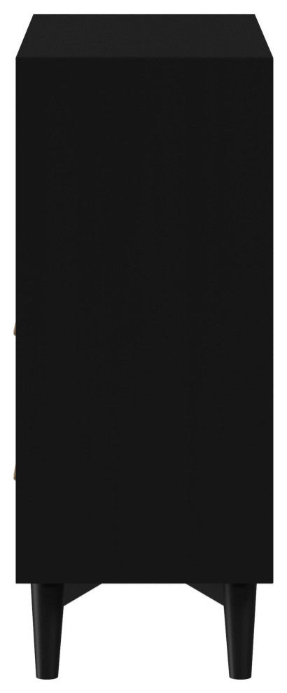 Flynn Mid Century Modern 4 Drawer Chest With Pull Out Tray, Black