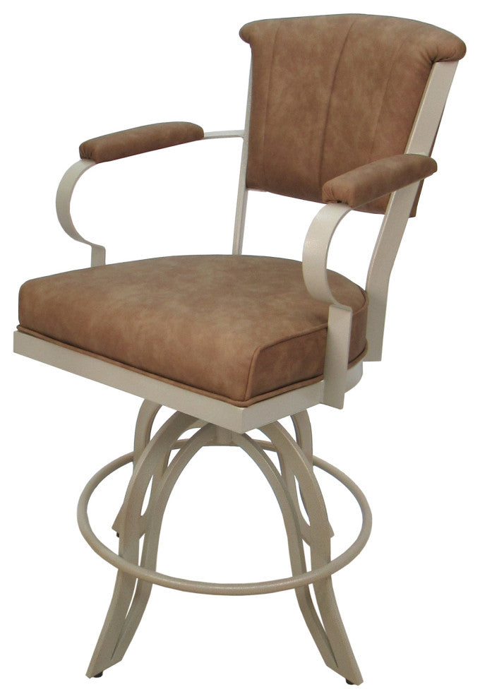 Miami Counter Metal Bar Stool A Base, Brown Vinyl Beige, 26"