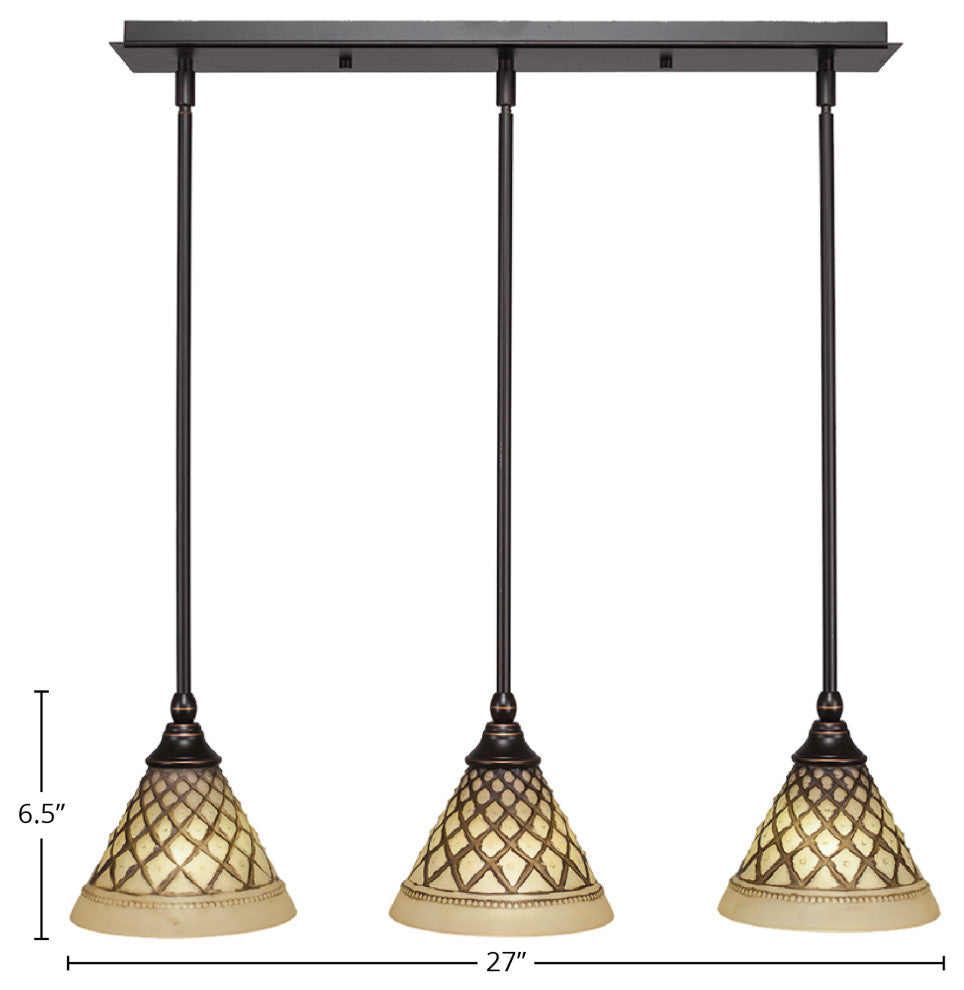 Stem 3-Light Pendalier with Hang Straight Swivel, Dark Granite/Chocolate Icing