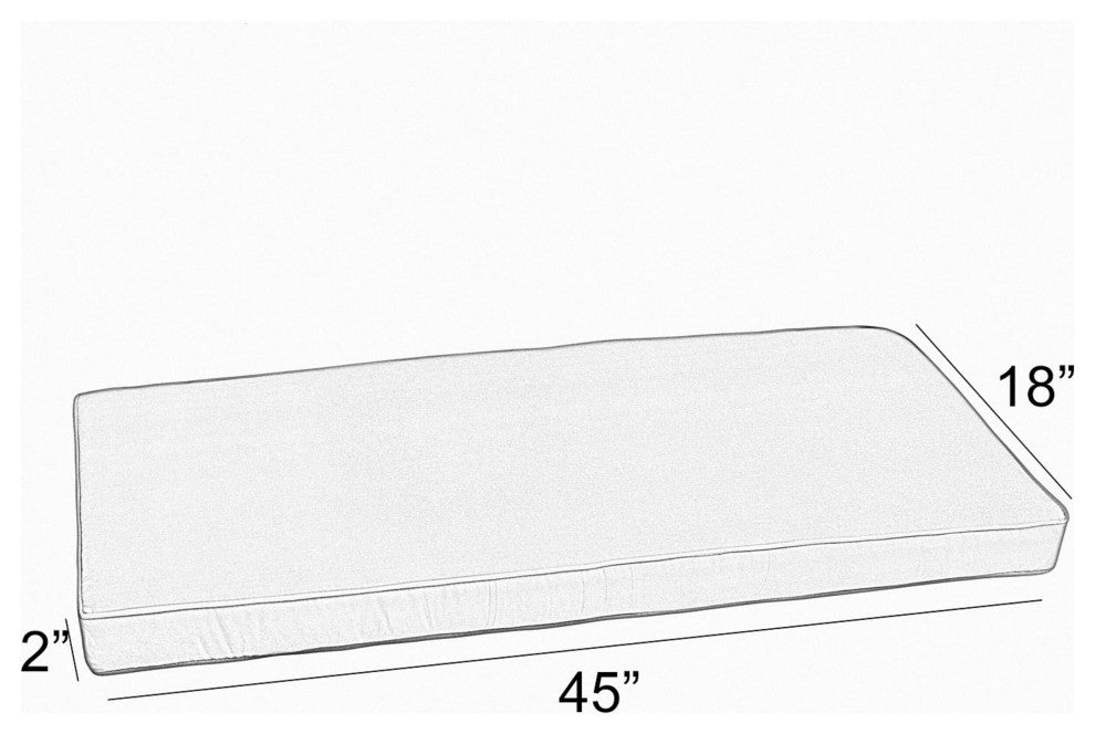 Blue Outdoor Corded Bench Cushion, 45x18x2