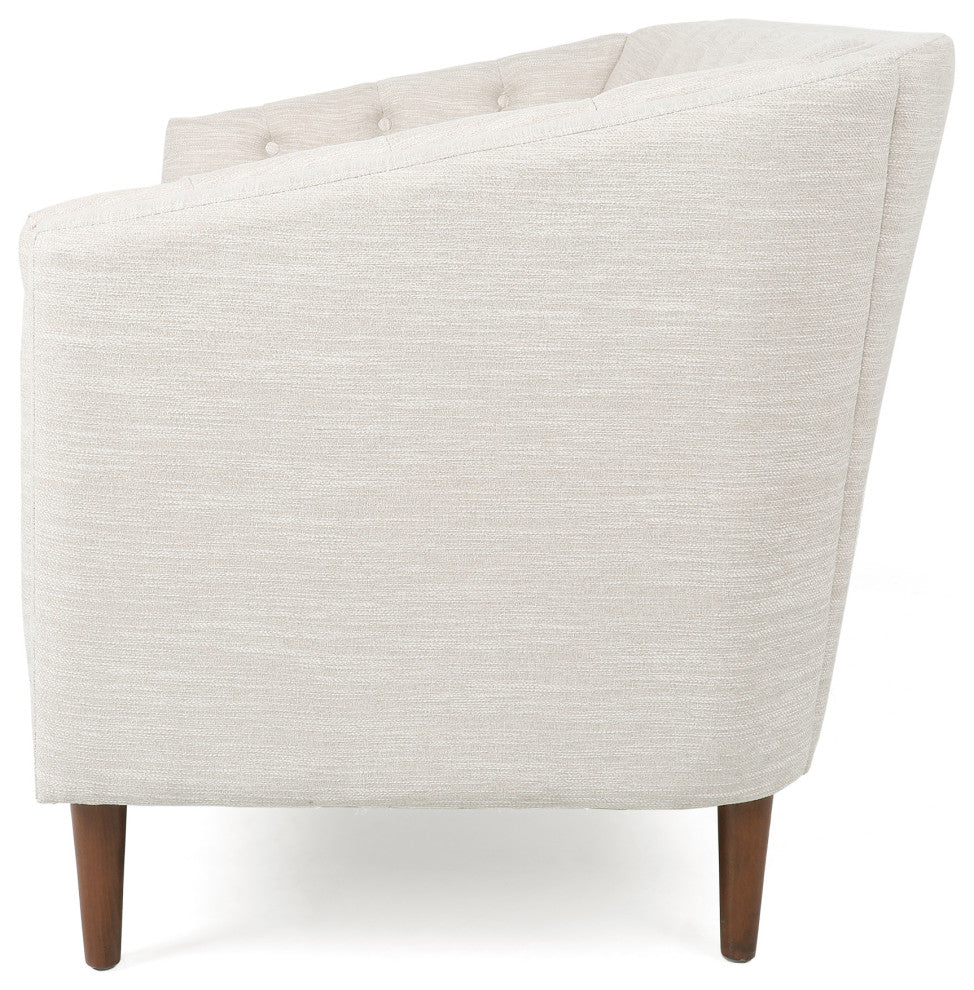 Jelm Contemporary Tufted Loveseat, Beige, 100% Polyester + Birch