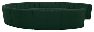Infinity Black Boucle Fabric Upholstered Arc Shaped Modular Sectional, Green, 11-Piece, Arc-Shaped