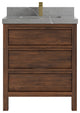 Elizabeth 30 Single Sink Bath Vanity in Dark Walnut Teak 2" Piatra Gray