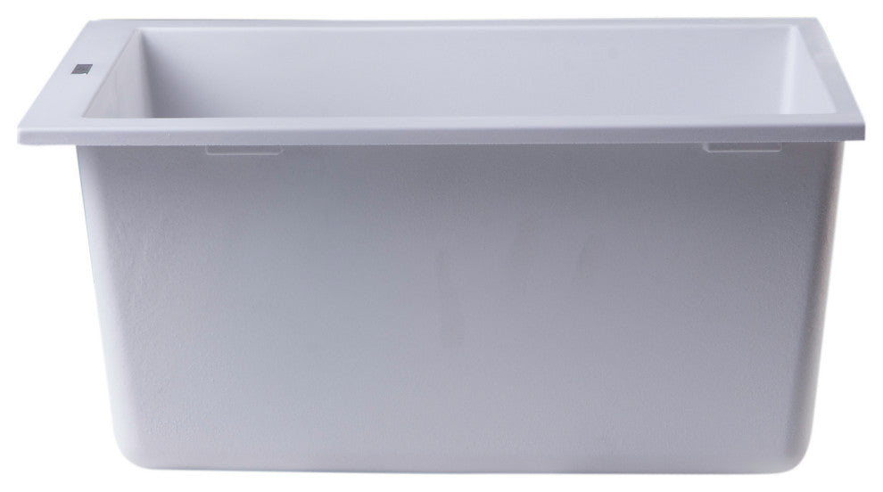 ALFI brand AB1720UM-W White 17" Undermount Rectangular Granite Prep Sink