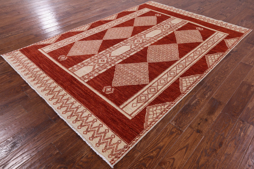 Southwest Navajo Handmade Area Rug 6' 1" X 8' 10" Q4854