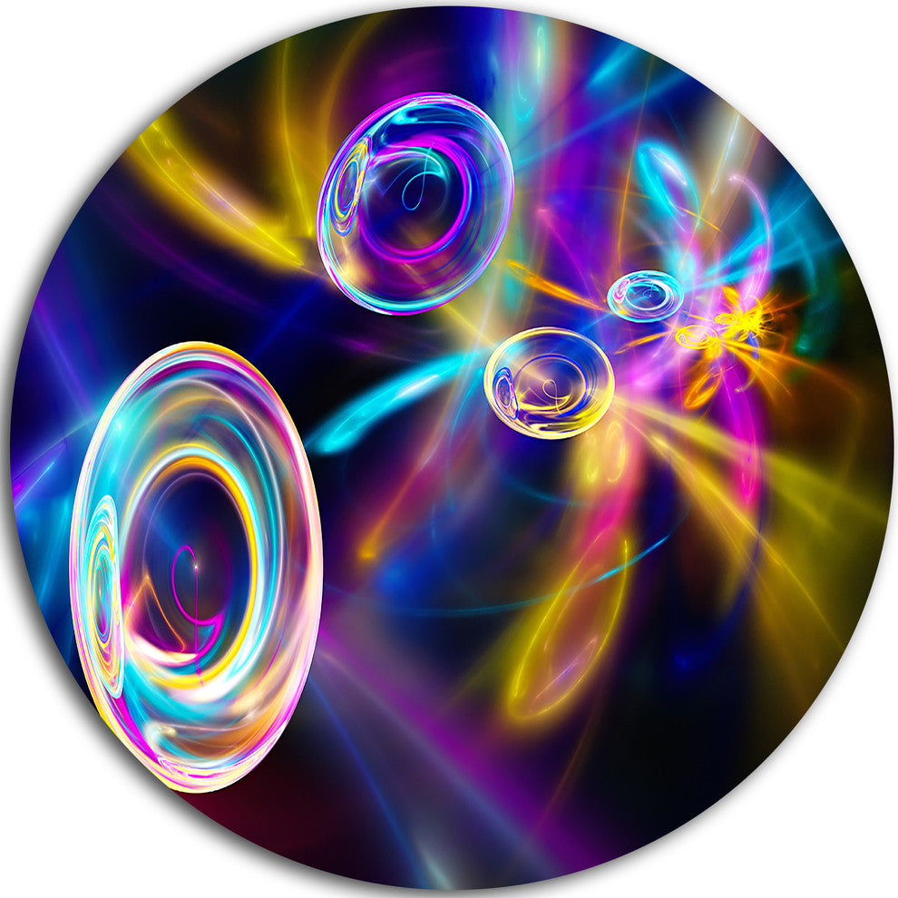 Blue Fractal Desktop Wallpaper, Abstract Digital Round Wall Art, 23"