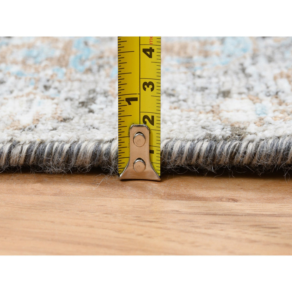 Gray, Hand Knotted Modern Persian Silk With Wool XL Runner Rug, 2'6"x20'0"