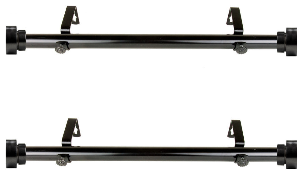 1" dia. Side Curtain Rod 12-20" Long, Set of 2, Black