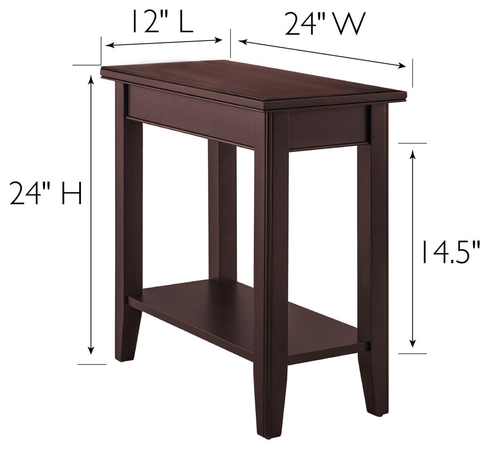 Leick Furniture Laurent Solid Wood Rectangular End Table in Chocolate Cherry