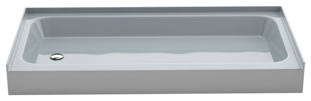 Voltaire 60x30 Shower Pan Base With Left Drain, Glossy Gray