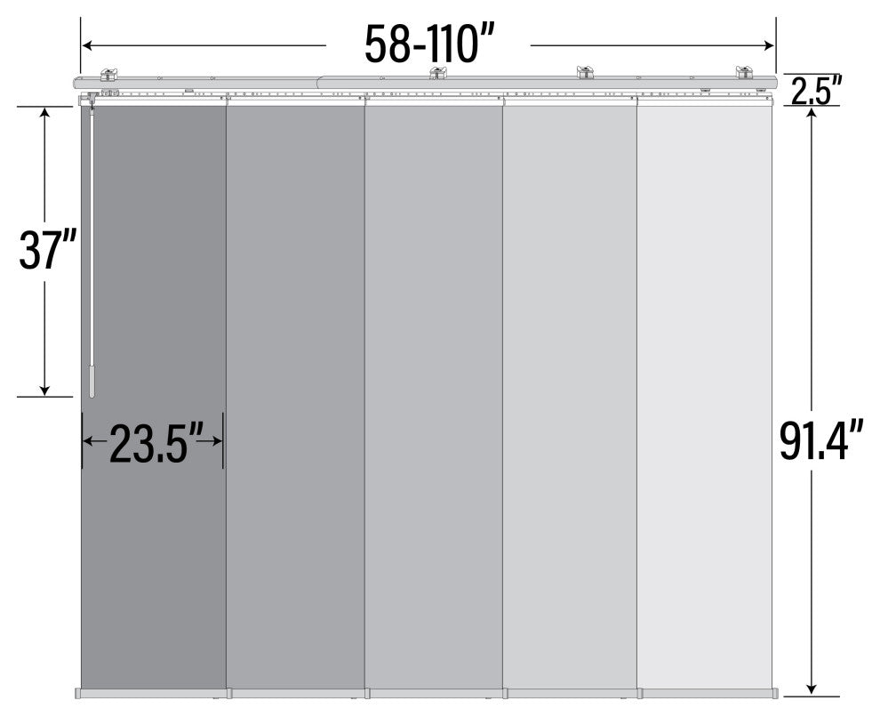 Maxene 5-Panel Track Extendable Vertical Blinds 58-110"W