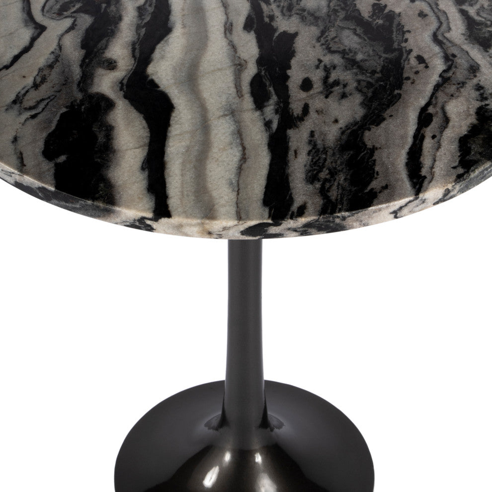 Paxton Round Genuine Marble Pedestal Accent Table