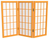 2' Tall Desktop Window Pane Shoji Screen, Honey, 3 Panels