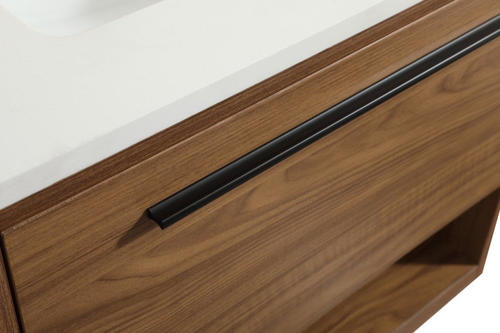 Rabi Single Bathroom Vanity, Walnut Brown, 24"