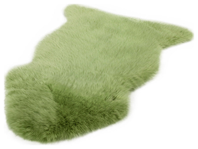 Eclectic Sheepskin Single 2'x3' Rug, Leaf Green