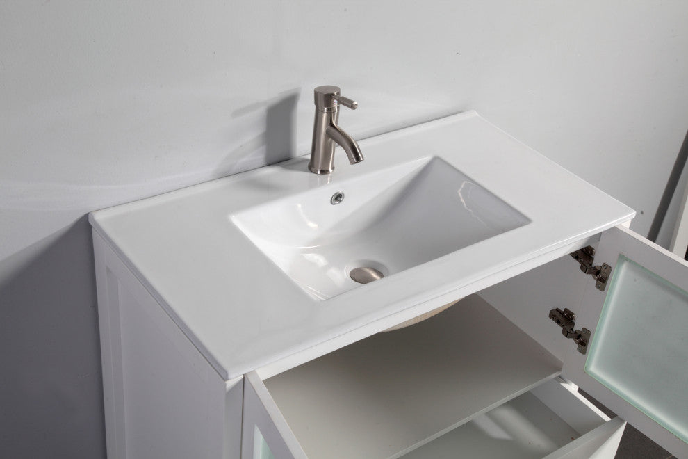 Vanity Art Vanity Set With Ceramic Top, 96", White