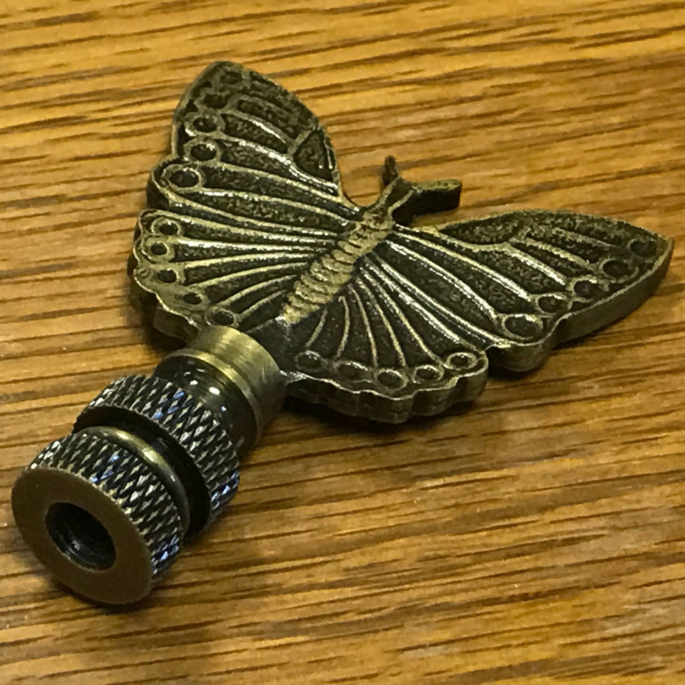 Royal Designs Monarch Butterfly Finial, Antique Brass, Single