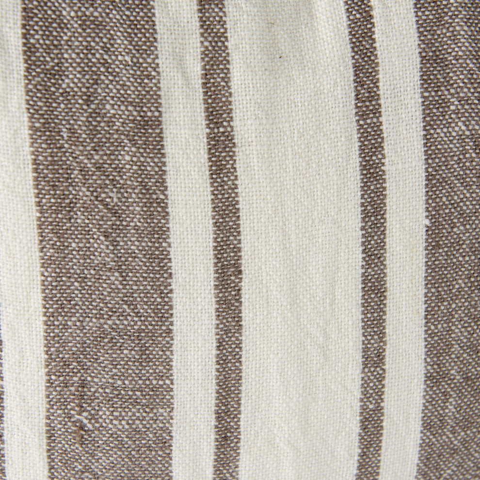off white Pillow Cover With Brown Stripes