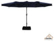 Navy Blue 15ft solar energy LED patio umbrella with crank and base