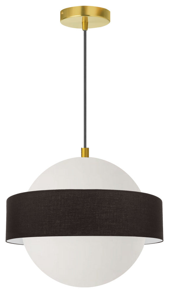 White Modern Pendant With Aged Brass Metal