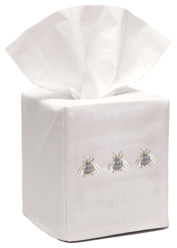 Linen Tissue Box Cover, Three Napoleon Bees