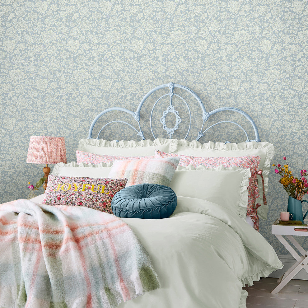 Laura Ashley Trailing Laurissa Wallpaper, Pale Seaspray Blue