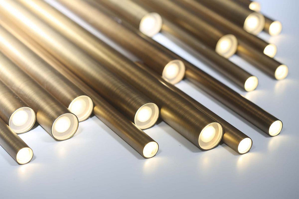 Santana Clustered Tubes 18 LED Chandelier, Matte, Black Finish