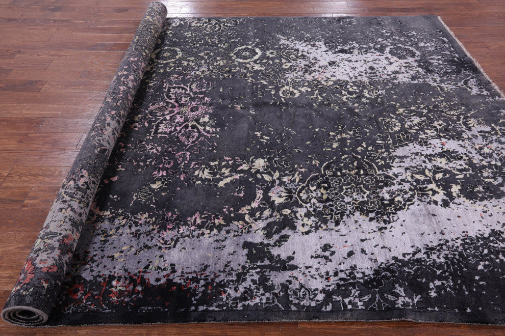 Wool and Silk Modern Hand Knotted Rug 8' 2" X 10' 4" Q8494