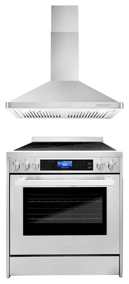 2-Piece Kitchen, 30" Electric Range and 30" Wall Mount Range Hood