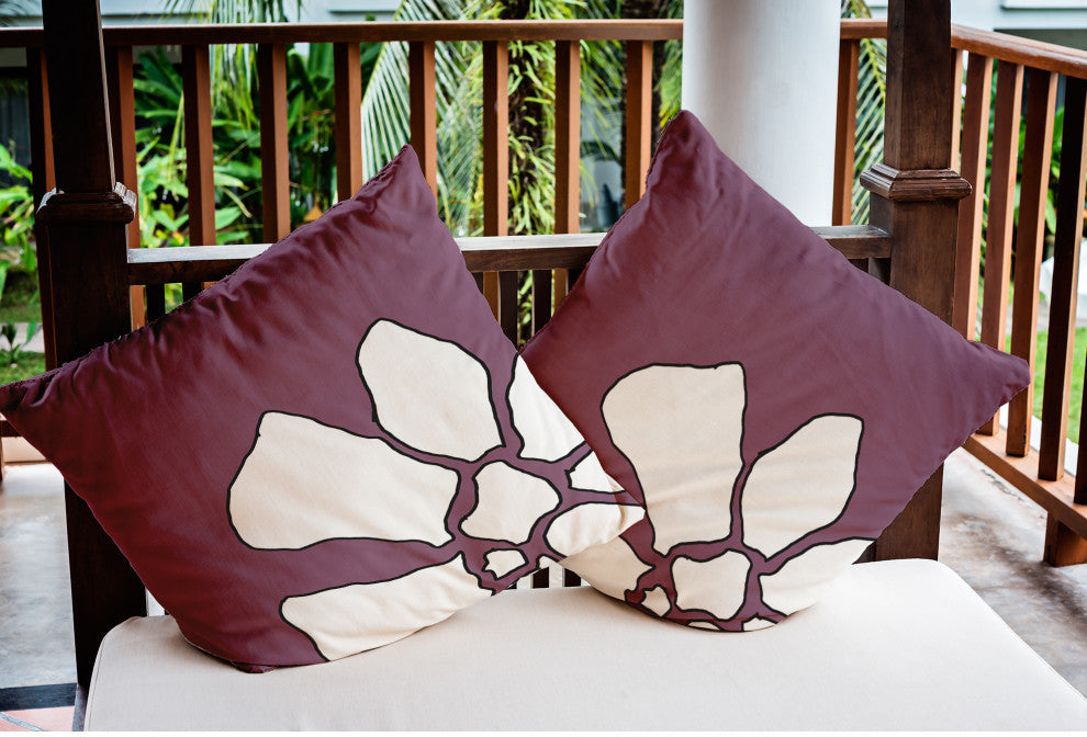 Petal Lines Indoor/Outdoor Throw Pillow, Purple, 20x20"