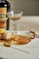 Bergamo Glass Tea and Coffee Cups and Saucers, Set of 4, Amber