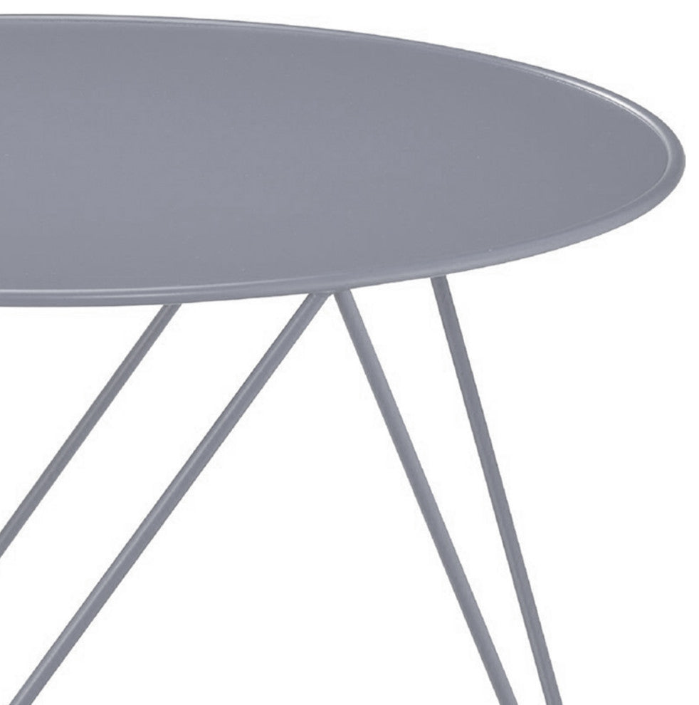 Benzara BM250330 Accent Table With Open Geometric Base and Round Top, Gray