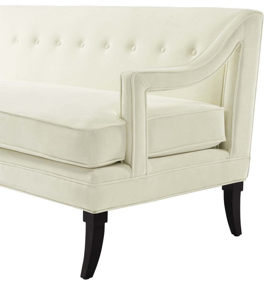 Armchair and Sofa Set, Set of 2, Velvet, Ivory White, Modern, Lounge Hospitality