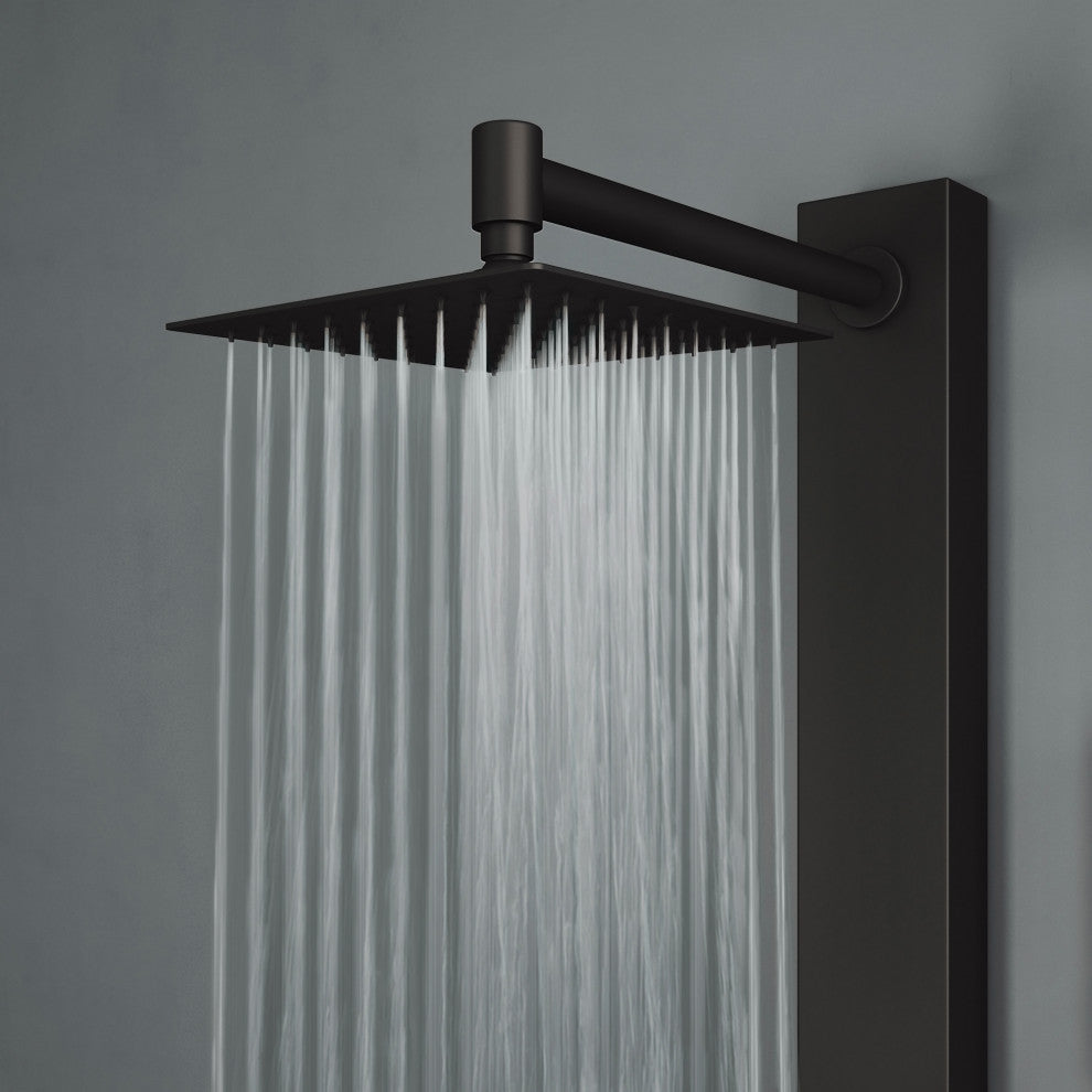 Orchid 39" H x 4" W 2-Jet Retro Shower Panel with Square Shower Head, Matte Black