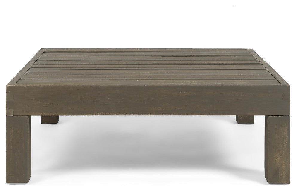 Keith Outdoor Right Arm Loveseat and Coffee Table Set, Dark Gray/Gray