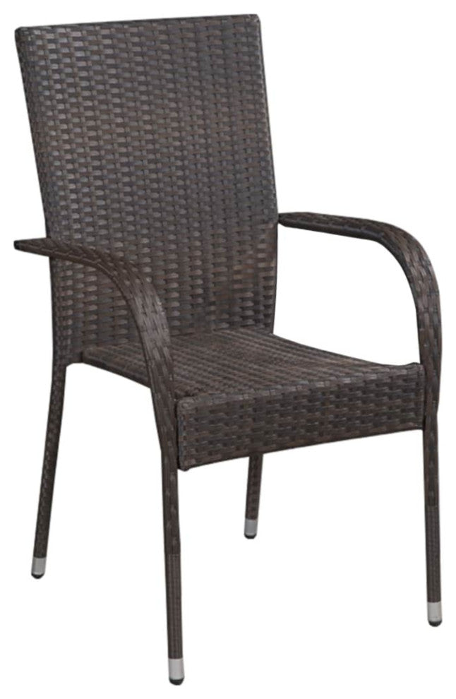 Vidaxl Stackable Outdoor Chairs, Set of 2, Poly Rattan Brown