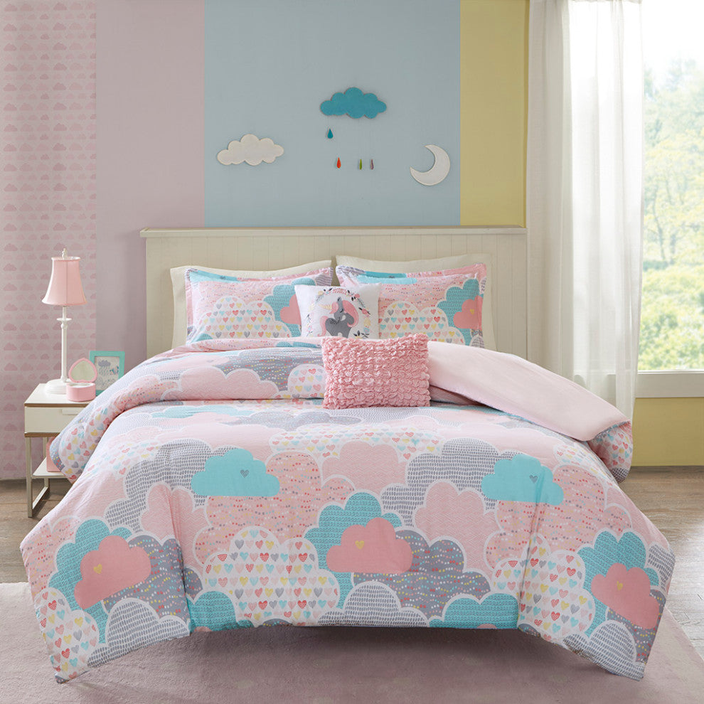Kids Cotton Comforter/Duvet Cover/Coverlet Set, Pink, Full/Queen, Duvet Cover
